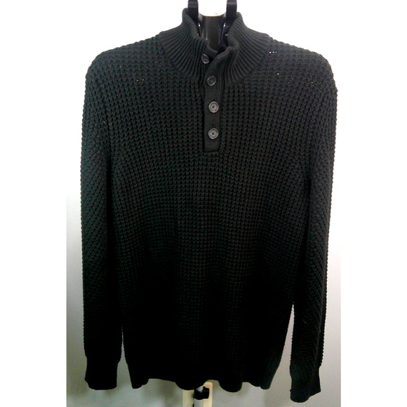 Banana Republic Men's Medium Mock Neck Thick Heavy Knitted Sweater New Black - Picture 1 of 7
